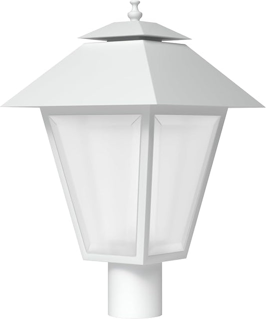 KASTLITE Outdoor Post Light Fixture, Fits 3" Lamp Post Outdoor Lighting - Anti-Rust Waterproof Lantern Pole Light, E26 Base - Yard Pathway Driveway Patio Deck Fence & Street Lighting, White