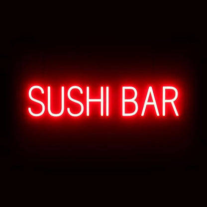 SpellBrite SUSHI BAR Sign | Restaurant-Related Sign with Neon Look, Red LED Light | 31.4" x 6.3"