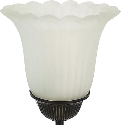 RORIANO Touch Bedside Lamp with 2 USB Charging Ports, 3-Way Dimmable Nightstand Lamps, White Glass Shade Vintage Rural Leaf Lamp for Living Room Tabletop Bedroom Side Table, LED Bulb Included