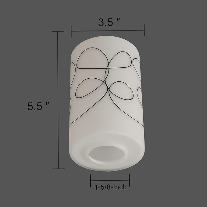 2 Pack Modern Line Style Glass Shade, Cylinder Light Fixture Replacement Globe or Cover with 1-5/8-Inch Fitter for Chandelier Wall Sconce Pendant Light, G0048