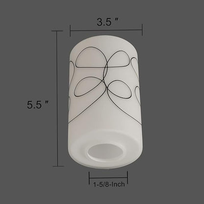 2 Pack Modern Line Style Glass Shade, Cylinder Light Fixture Replacement Globe or Cover with 1-5/8-Inch Fitter for Chandelier Wall Sconce Pendant Light, G0048
