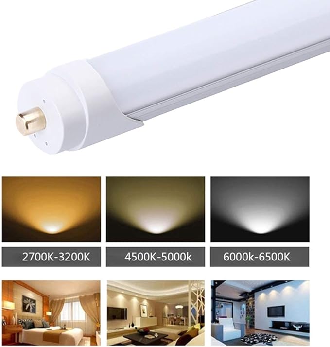 T8 T10 T12 8FT LED Tube Light Bulbs, 65W 7800LM, 6000K, Single Pin Fa8 LED Replacement for Fluorescent Tube, Frosted, Ballast Bypass, Warehouse Workshop Garage Lights (25Pack)