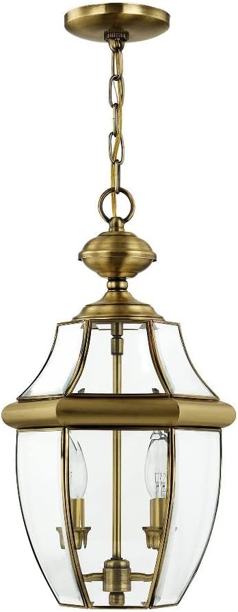 Livex Lighting 2255-02 Monterey 2-Light Outdoor Hanging Lantern, Polished Brass