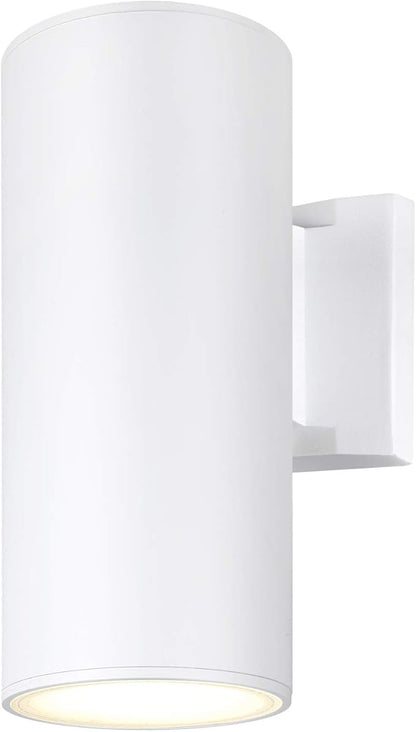 Outdoor Wall Light, Exterior Lighting - ETL Listed, Die-Casting Aluminum Waterproof Wall Mount Cylinder Design - Up Down Light Fixture for Porch, Backyard and Patio (White)