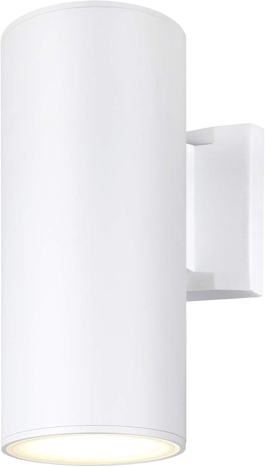 Outdoor Wall Light, Exterior Lighting - ETL Listed, Die-Casting Aluminum Waterproof Wall Mount Cylinder Design - Up Down Light Fixture for Porch, Backyard and Patio (White)