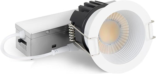 Adetu 2 Inch 5CCT Anti-Glare LED Downlight with Junction Box, 2700K/3000K/4000K/5000K Selectable, CRI90+, 8W COB, 840LM, IP65 Waterproof, Dimmable-ETL and Energy Star Certified (White,1 Pack)