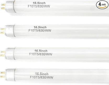 16 Inches F10T5 Replacement Bulb Compatible Jasco T5 10 Watt Warm White 3000K F10T5/830 Fluorescent Tube for Counter and Cabinet Fixture 4 Count