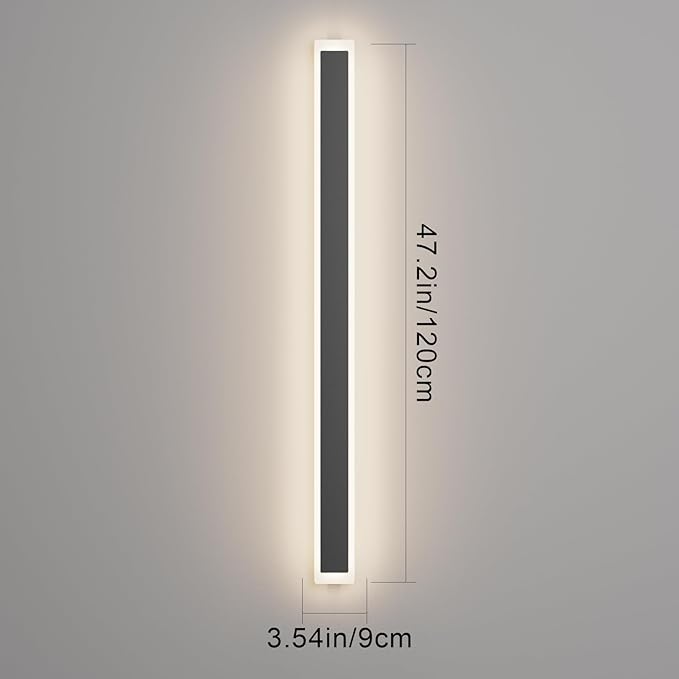 Tipace Modern LED Outdoor Sconce 47.2IN 30W Black Exterior Wall Light Fixture 2pack Long Outdoor Wall-Mounted Lamp Fixture with Frosted Acrylic for Patio,Porch,Courtyard (4000K)