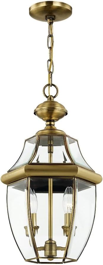 Livex Lighting 2255-02 Monterey 2-Light Outdoor Hanging Lantern, Polished Brass