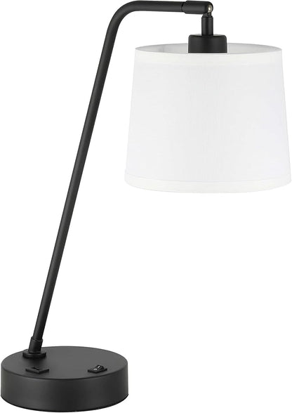 XiNBEi Lighting Black Desk Lamp, Nightstand Lights with USB Port Industrial Adjustable Shaded Table Lamps for Living Room Bedroom Reading Office XB-TL282-MB