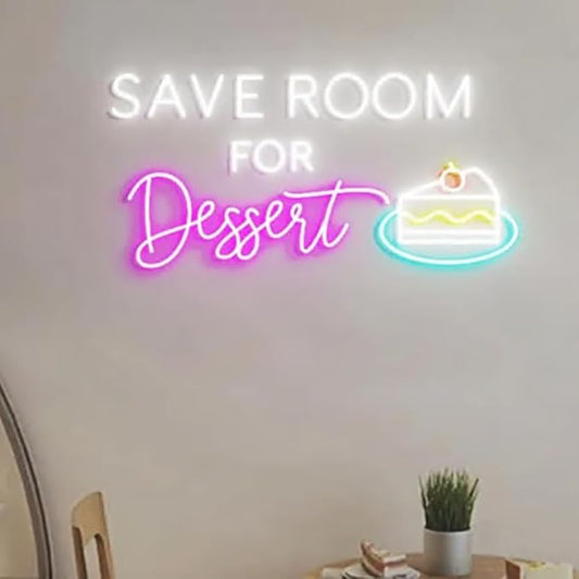 Save Room for Dessert Neon Sign, Dessert Cake Wall Decor, Cake Bake Shop Wall Light, Bake Shop Dessert Sign, Décor Ideas for Cake Shops Size:W20 x H9inches