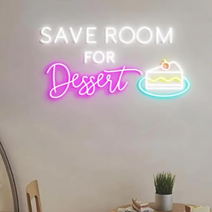 Save Room for Dessert Neon Sign, Dessert Cake Wall Decor, Cake Bake Shop Wall Light, Bake Shop Dessert Sign, Décor Ideas for Cake Shops Size:W20 x H9inches