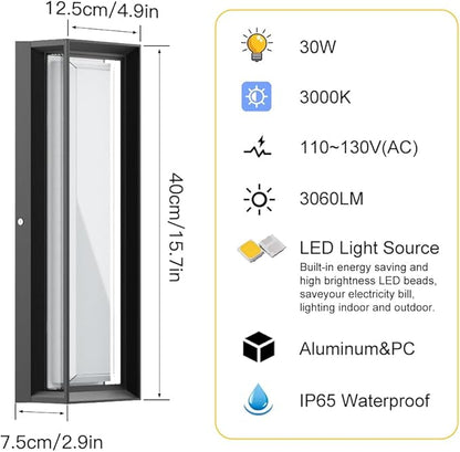 Sytmhoe 2Packs LED Outdoor Wall Lights,16inch Square 3000K 10%-100% Dimmable Exterior Wall Light Aluminum&PC Body Waterproof IP65 led Porch Light for House Patio Garage Garden(2Packs)