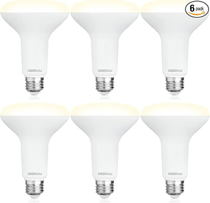 6 Pack BR30 LED Recessed Light Bulb, Dimmable Indoor Flood Light Bulbs CRI80 7W Equivalent 65W 3000K Warm White 650 Lumens, 15000 Lifetime Hours E26 Base LED Can Light Bulb, Flicker-Free