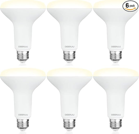 6 Pack BR30 LED Recessed Light Bulb, Dimmable Indoor Flood Light Bulbs CRI80 7W Equivalent 65W 3000K Warm White 650 Lumens, 15000 Lifetime Hours E26 Base LED Can Light Bulb, Flicker-Free