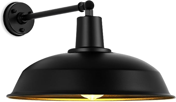 18-inch Large Outdoor barn Light, Straight arm Design, Modern Country Style gooseneck barn Light, Industrial Style Outdoor Wall lamp, Suitable for farmhouses, garages, and patios