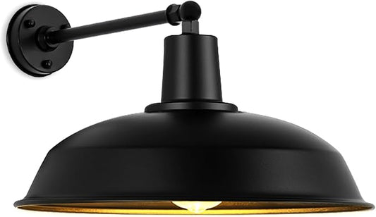 18-inch Large Outdoor barn Light, Straight arm Design, Modern Country Style gooseneck barn Light, Industrial Style Outdoor Wall lamp, Suitable for farmhouses, garages, and patios