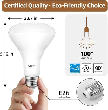 24 Pack BR30 LED Bulbs, 65W Equivalent, 10W 2700K Soft White, 700 Lumens, Flicker-Free, Dimmable Recessed Can Flood Lights for Home & Kitchen, Long Lasting & Energy Efficient, E26 Base, UL Listed