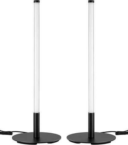 EDISHINE Upgraded LED Table Lamp Set of 2, Stepless Dimmable Bedside Lamps with Metal Finish & 3 Color Temperature, 6W Modern Desk Lamps, Black Nightstand Lamp for Bedroom, Living Room, Corner, Gift