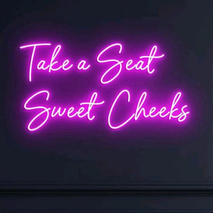 Take a seat sweet cheeks Neon Sign Light Bathroom Wall Decor, Beauty Room Salon Wall Sign Size:W20xH10inches