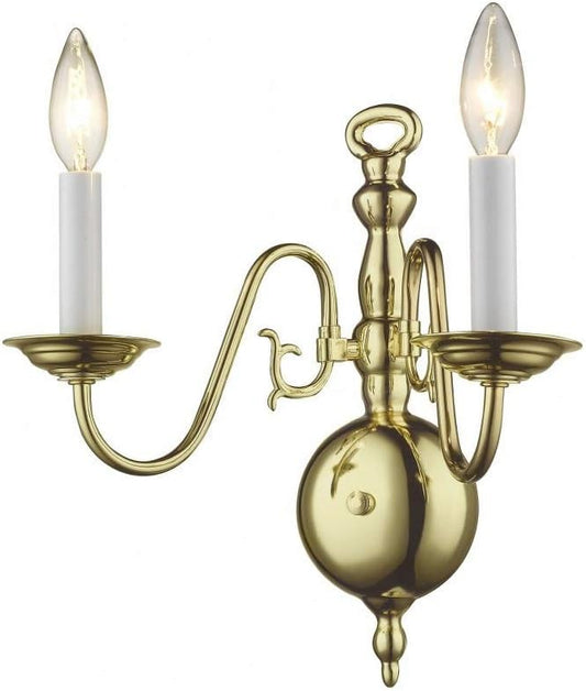 Livex Lighting 5002-02 Williamsburgh 2 Light Polished Brass Wall Sconce