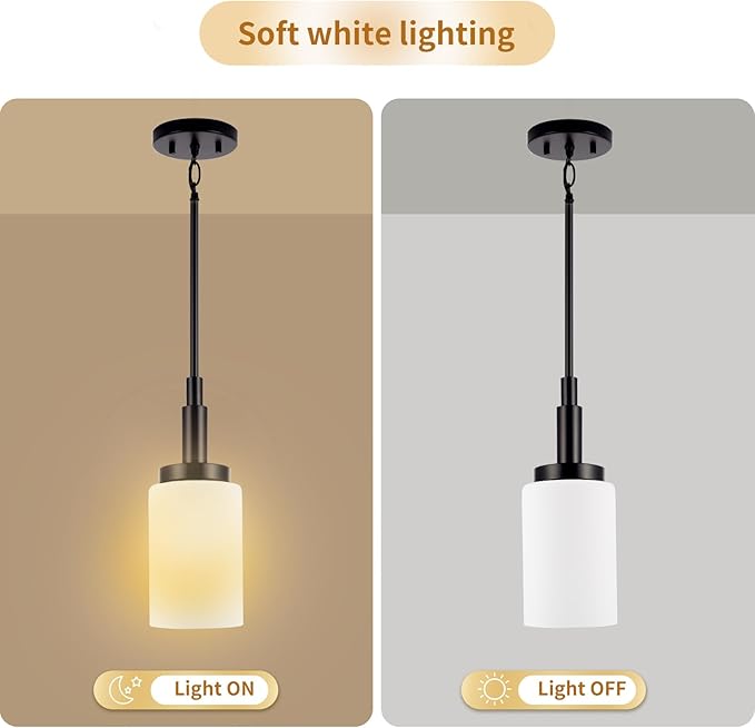 3 Pack Frosted Opal White Glass Lamp Shade, Lip-less Cylinder Glass Light Fixture Cover, Replacement Globe for Chandelier, Pendant, Vanity Light