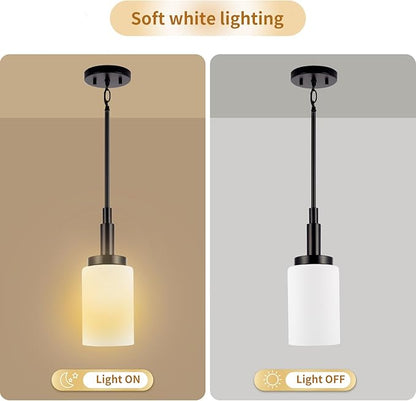 2 Pack Frosted Opal White Glass Lamp Shade, Lip-less Cylinder Glass Light Fixture Cover, Replacement Globe for Chandelier, Pendant, Vanity Light