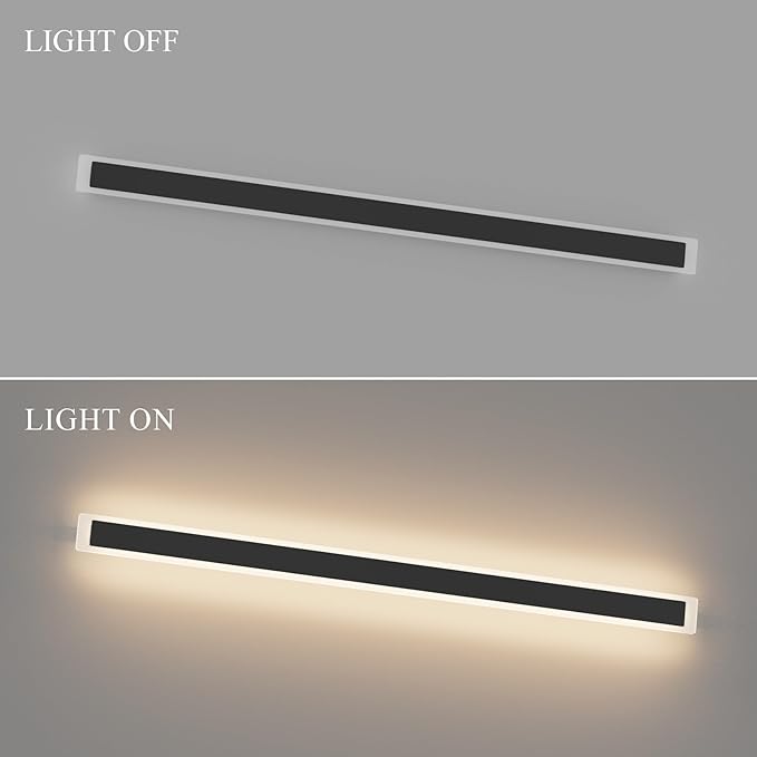 59in Long Outdoor LED Light IP65 Waterproof,Modern Exterior Wall Sconce Black 3000K for House Courtyard