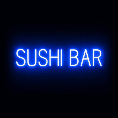 SpellBrite SUSHI BAR Sign | Restaurant-Related Sign with Neon Look, Blue LED Light | 31.4" x 6.3"
