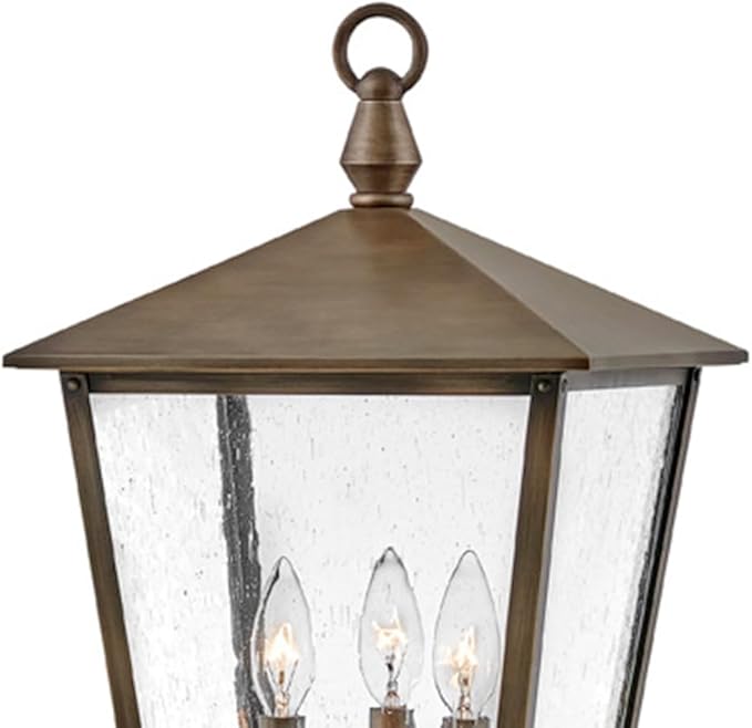 Hinkley Huntersfield Medium Post Top or Pier Mount Outdoor Lantern - Aluminum, Clear Seedy Glass, Traditional European Style - Burnished Bronze Finish
