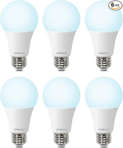 A19 LED Light Bulbs, 100 Watt Equivalent LED Bulbs, Daylight 5000K, 1500 Lumens, E26 Standard Base, Non-Dimmable, 13W Bright White LED Bulbs for Bedroom Living Room Home Office, 6 Pack