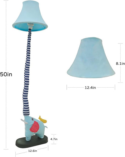 Floor Lamp, Blue Elephant Creative Design Modern Floor Lamp for Bedroom, 51 Inch Tall Hand-Stitched Toy Standing Lamp, Floor Lamps for Living Room Come with an E26 LED Bulb (Blue Elephant)
