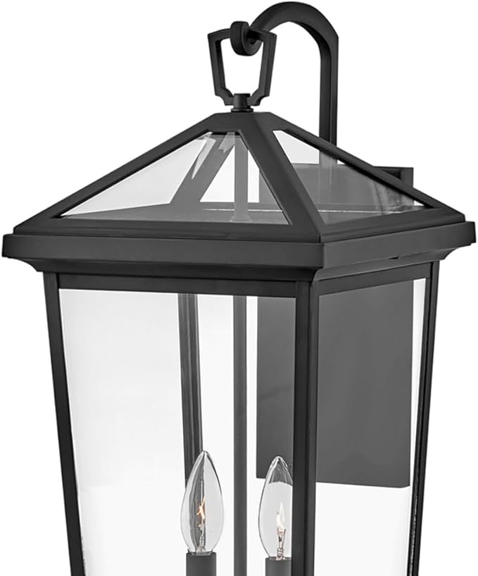 Hinkley Alford Place 25658MB Large Outdoor Tall Wall Mount Lantern - Die Cast Aluminum Frame, Sealed Clear Glass - Museum Black