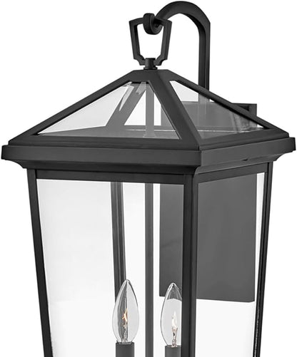 Hinkley Alford Place 25658MB Large Outdoor Tall Wall Mount Lantern - Die Cast Aluminum Frame, Sealed Clear Glass - Museum Black