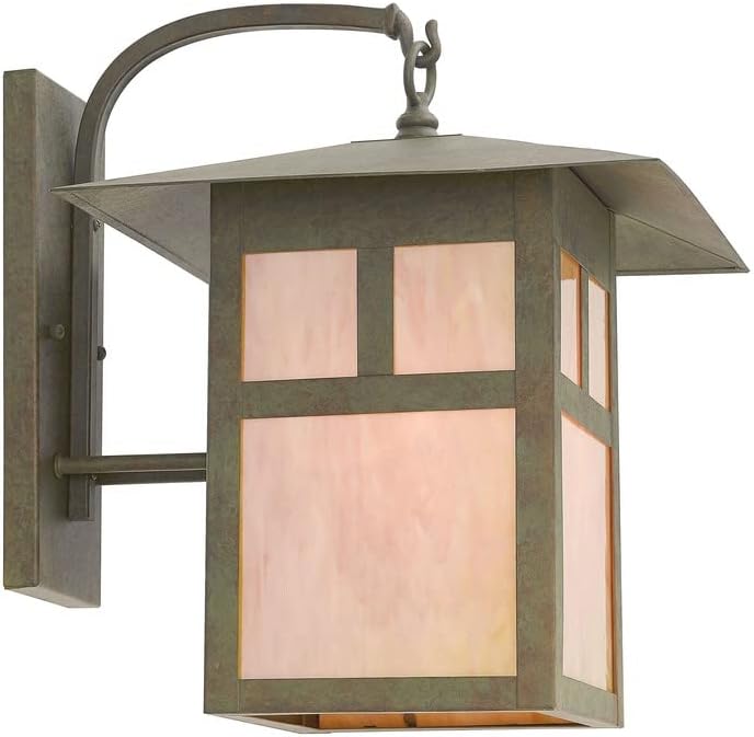 Livex Lighting 2137-07 Montclair Mission 1 Light Outdoor Bronze Finish Solid Brass Wall Lantern with Iridescent Tiffany Glass