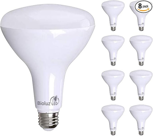 Bioluz 8 Pack Brightest BR40 LED Light Bulb - 90 CRI Instant ON 4000K Cool White Light Bulbs 16W 1400 Lumen Led Bulbs Indoor & Outdoor Lighting Smooth Dimmable Lightbulb UL Listed Title 20 Compliant