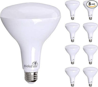 Bioluz 8 Pack Brightest BR40 LED Light Bulb - Instant ON Light Bulbs 16W = 120W Replacement 5000K Daylight 1400 Lumen Led Bulbs Indoor & Outdoor Lighting Smooth Dimmable Lamp UL Listed Lightbulb
