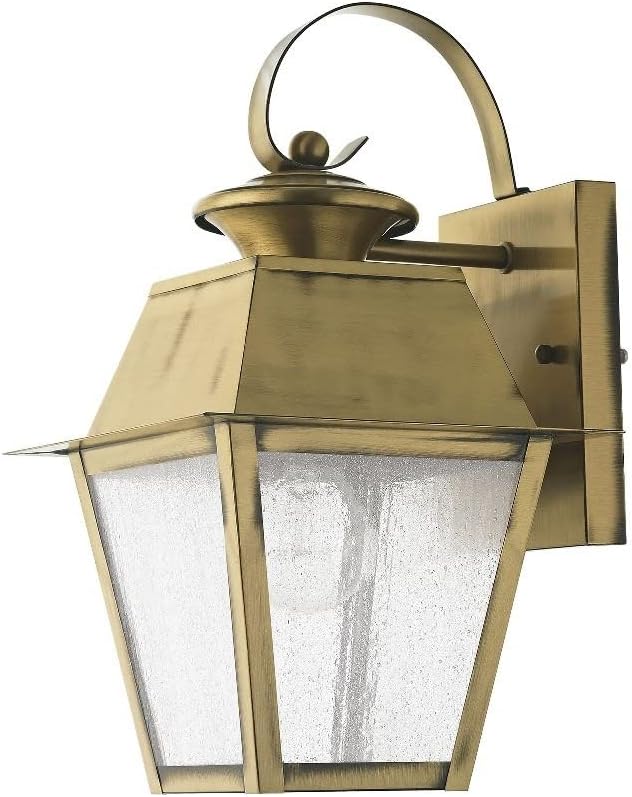 Livex Lighting 2162-29 Transitional One Light Outdoor Wall Lantern from Mansfield Collection in Pwt, Nckl, B/S, Slvr. Finish, Vintage Pewter