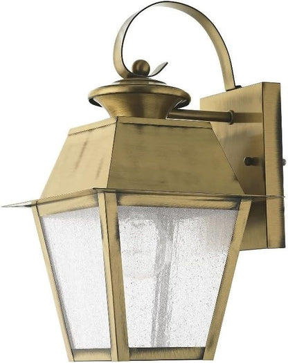 Livex Lighting 2162-29 Transitional One Light Outdoor Wall Lantern from Mansfield Collection in Pwt, Nckl, B/S, Slvr. Finish, Vintage Pewter