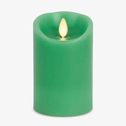 Luminara Flameless LED Battery Operated Flickering Pillar Moving Flame Candles (Vibrant Green, 3" x 4.5")