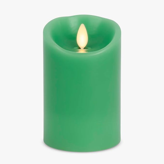 Luminara Flameless LED Battery Operated Flickering Pillar Moving Flame Candles (Vibrant Green, 3" x 4.5")