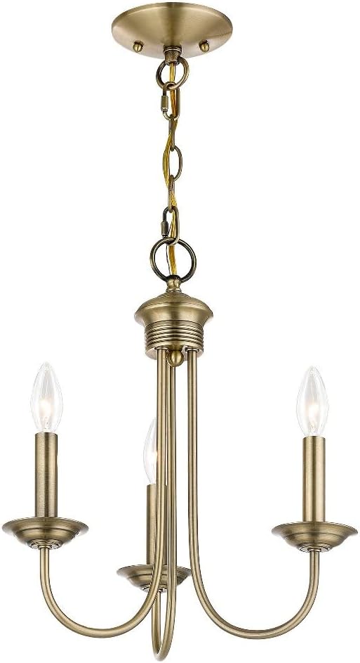 Livex Lighting 42683-04 Steel 3 Light Chandelier for Home Decor, 1 Black Ceiling Light Fixture, Perfect for Living Room or Bedroom Decor