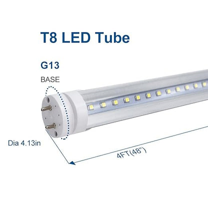 LightingWill LED T8 Light Tube 4FT, Daylight White 5000K, Dual-End Powered Ballast Bypass, 2000Lumen 18W (40W Equivalent Fluorescent Bulb Replacement), Clear Cover, AC85-265V Lighting Fixture, 4 Pack…