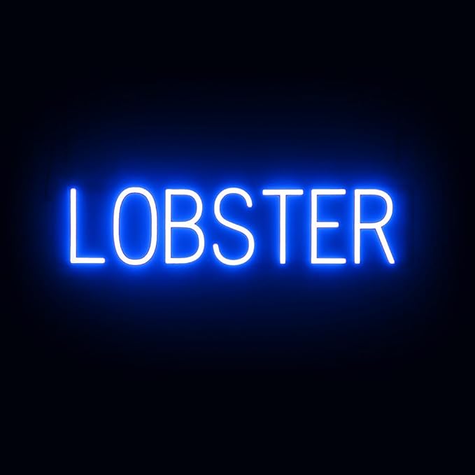 SpellBrite LOBSTER Sign | Restaurant-Related Sign with Neon Look, Blue LED Light | 27.0" x 6.3"