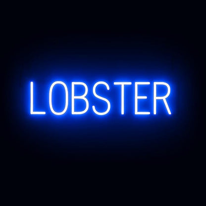 SpellBrite LOBSTER Sign | Restaurant-Related Sign with Neon Look, Blue LED Light | 27.0" x 6.3"