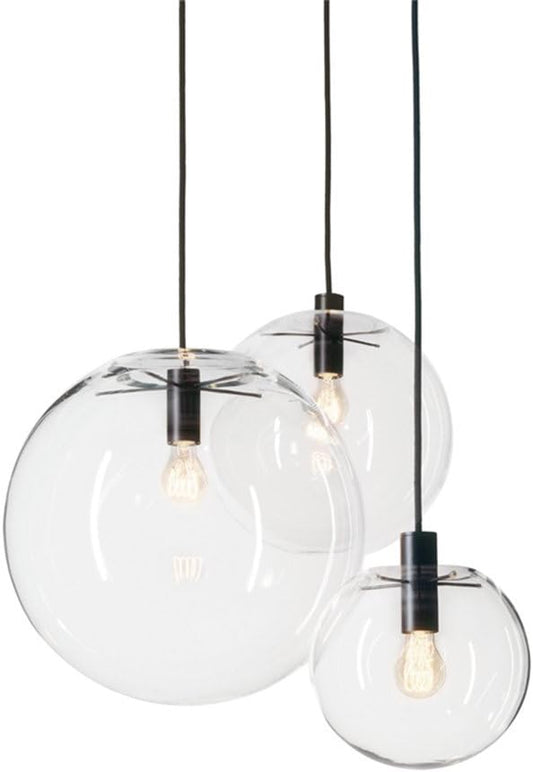 E27 Industrial Clear Glass Globe Shade Pendant Lighting Modern Kitchen LOFT Hanging Light-1 Light (20cm)