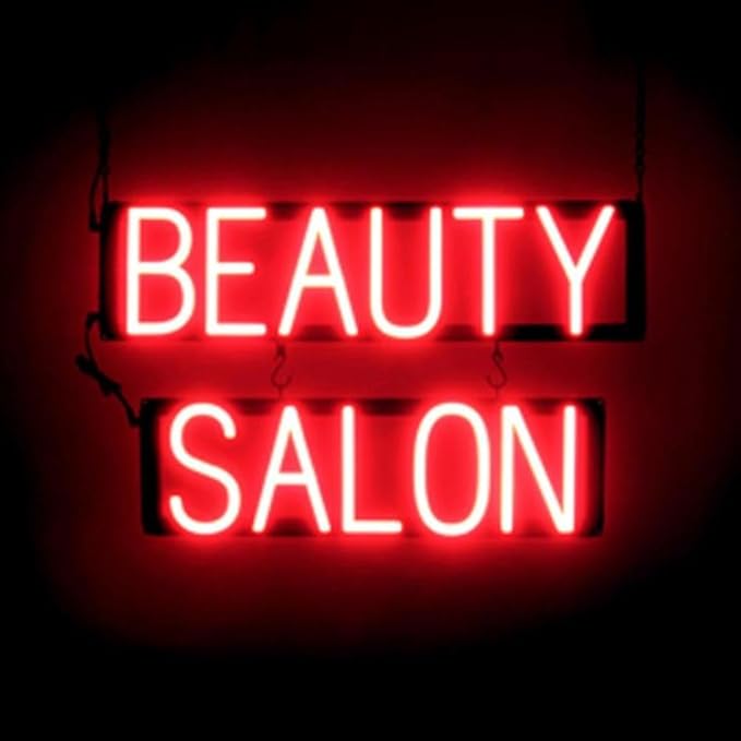 SpellBrite BEAUTY SALON Sign | Beauty-Related Sign with Neon Look, Red LED Light Source | 24.4" x 15.0"