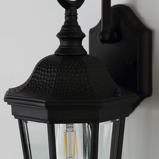 Exterior Light Fixtures, Large Outdoor Wall Light/Lantern, Outdoor Porch Light Fixtures Wall Mount in Matte Black Finish with Clear Glass, Aluminum Alloy, 60W