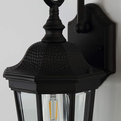Exterior Light Fixtures, Large Outdoor Wall Light/Lantern, Outdoor Porch Light Fixtures Wall Mount in Matte Black Finish with Clear Glass, Aluminum Alloy, 60W