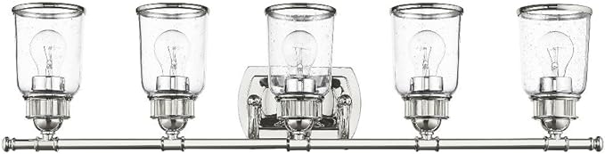 Livex 10515-05 Contemporary Modern Five Light Bath Vanity from Lawrenceville Collection Finish, Polished Chrome